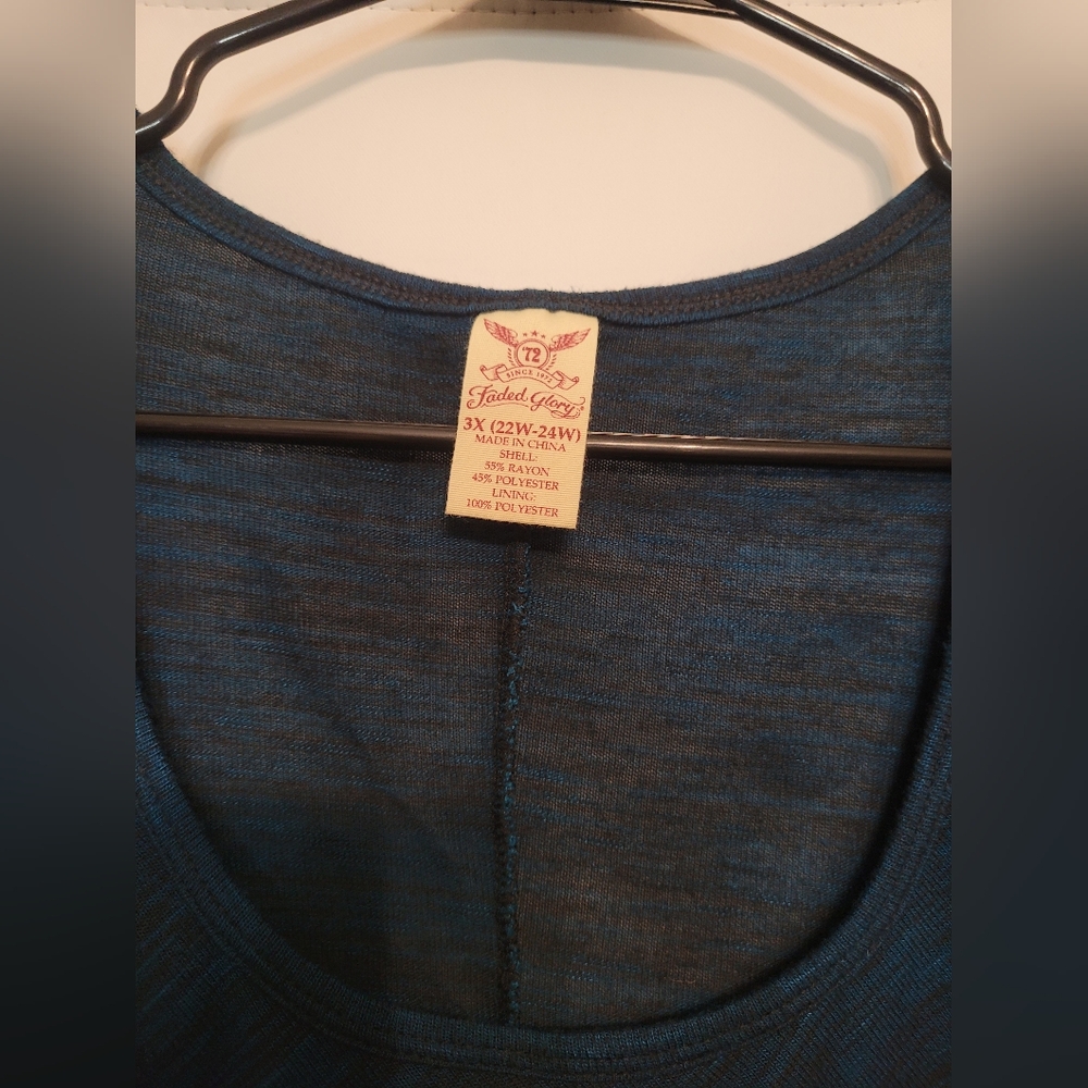 Faded Glory 3x 22w-24w blue and black shirt - Picture 2 of 7